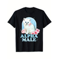 "Alpha Male Cat T-Shirt - Unisex Black Cotton Y2K Aesthetic Harajuku Graphic Tee"  made in usa