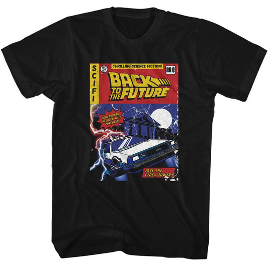 Back To The Future - Comic Cover - American Classics - Solid Black Adult Short Sleeve T-Shirt