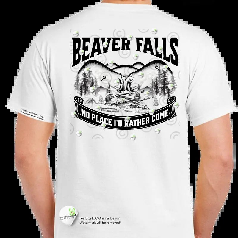 Beaver Falls - Men's funny t-shirt - humorous t-shirt Menswear Tshirt Print Top Crewneck Casual