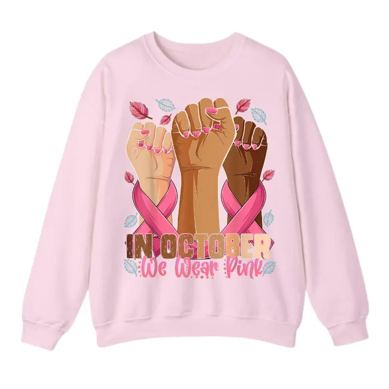 Breast Cancer Awareness Month In October We Wear Pink 2024 Sweatshirt, For Men And Women, Trendy Sweatshirt