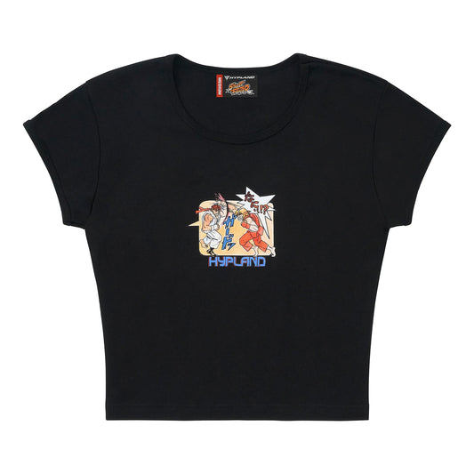 STREET FIGHTER WMNS RYU V KEN PENCIL BABY TEE (BLACK)