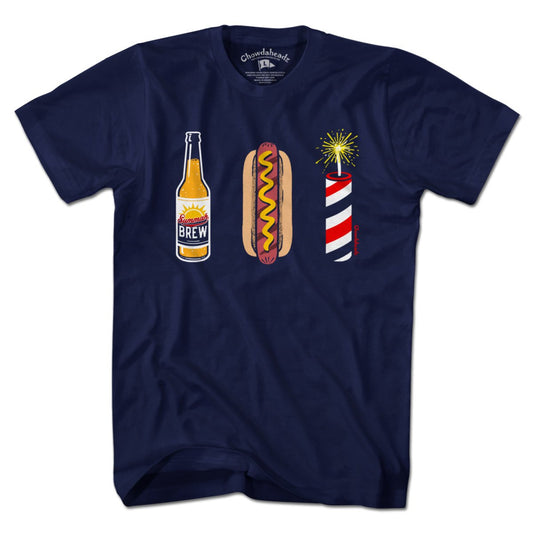 Beer, Hot Dog, Fireworks T-Shirt