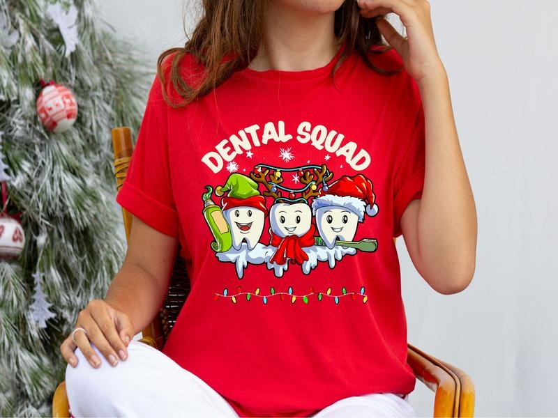 Christmas Dental Squad T-Shirt, Funny Tooth Dental Crew Shirt, Christmas Tooth Tee, Christmas Dentist Student Tee, Christmas Holiday T-Shirt.
