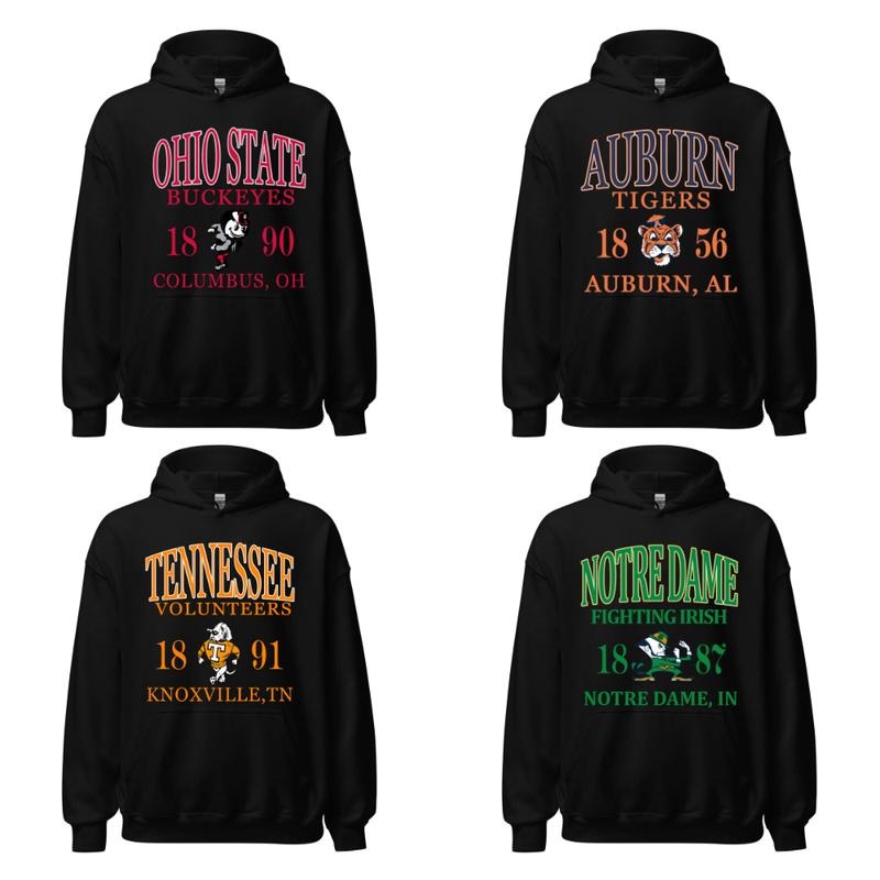 College All Team Football NCAA Black Color Hoodie, Football Fans Unisex Hoodie, Gift For Football Fans