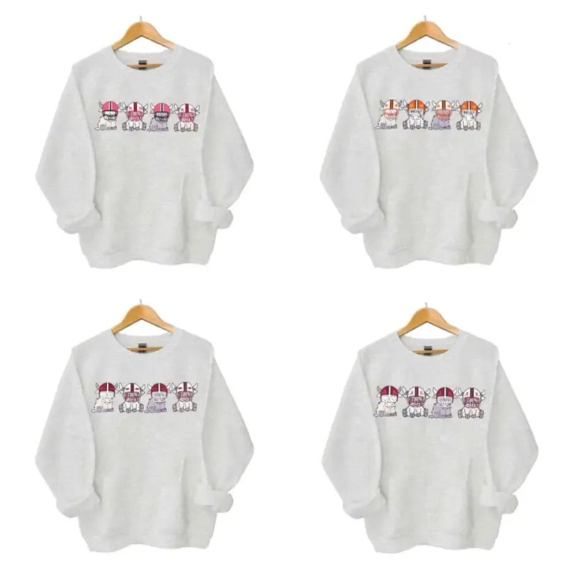 College Vintage Football Highland Cow Soft Sweatshirt Available All Team Menswear Tops Classic Cotton unisex hoodie