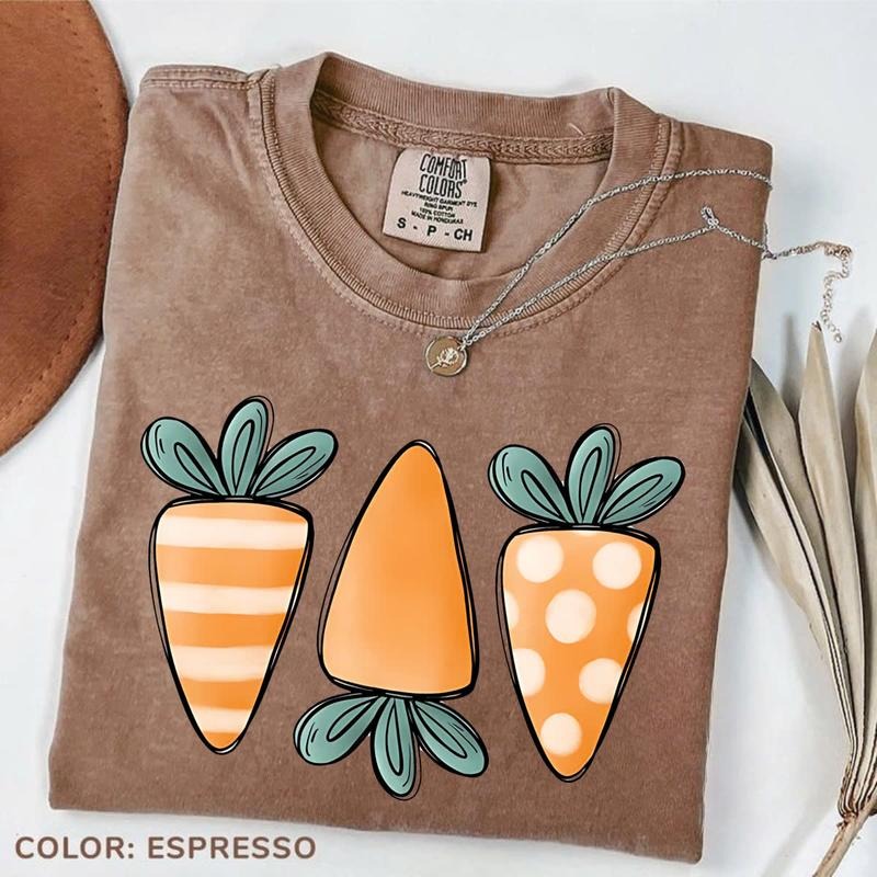 Comfort Colors Happy Easter Carrot Shirt, Easter Day Shirt For Womens, Garden T-shirt, Spring Rabbit Tee, Easter Gift for Woman