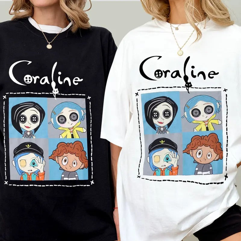 Coraline Parallel World Doodle Shirt, Horror Coraline movies, Horror Character Shirt, Halloween Crewneck Sweatshirt, Movie Shirt, Trendy Sweatshirt, Gift for friend,