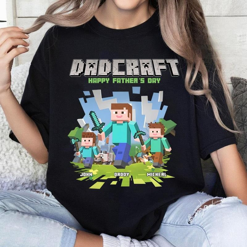 Custom Personalized DadCraft T-shirt, Happy Father's Day Shirt, Chicken Jockey Gaming, Happy Father's Day Gift, Trending Game Unisex Tee