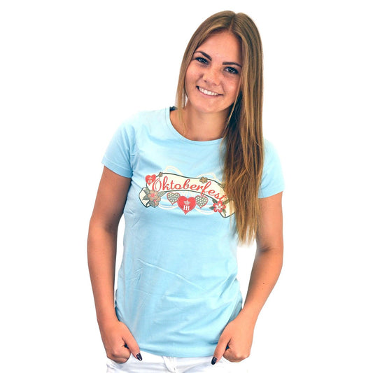 HofbrÃ¤u Damenshirt "Vintage Oktoberfest" - hellblau
