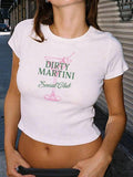 Dirty Martini Baby Tee, Trendy Aesthetic Crop Top for Women Cocktail Lover , Girls Night Out Shirt Y2K Retro Graphic Tee