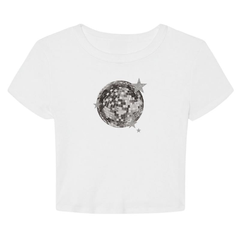 Disco Ball Y2K Aesthetic Cropped Graphic T-Shirt