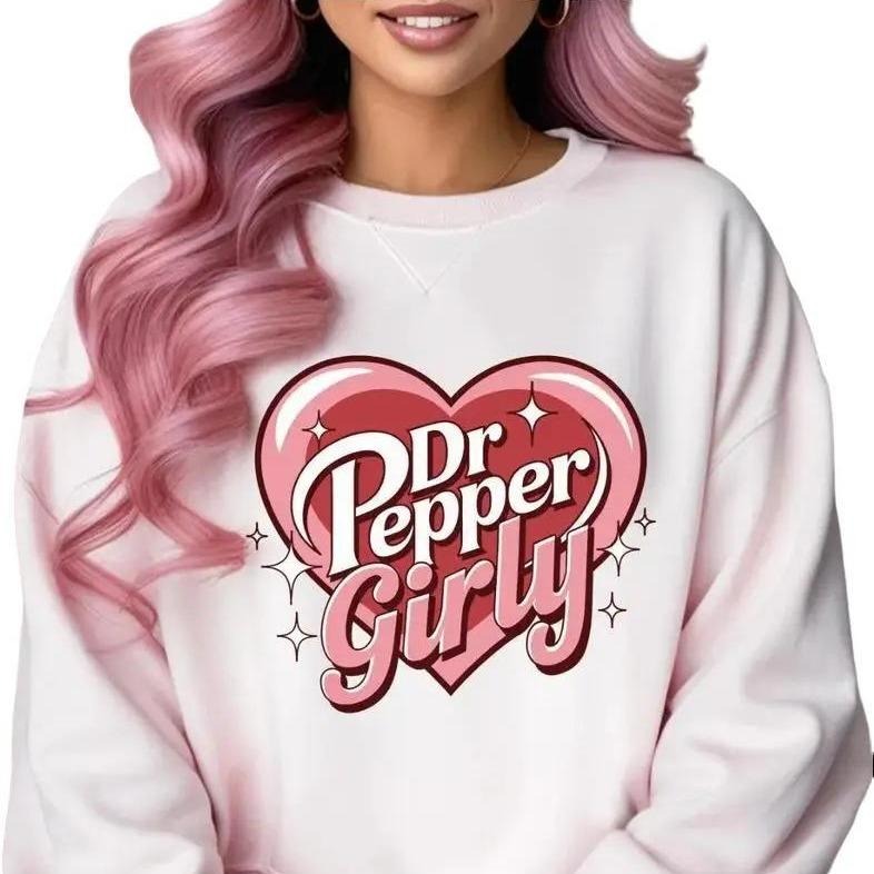 Dr Pepper Girly Pink Sweatshirt, Cute Retro Heart Sparkle, Summer Outfits, Vacation Gifts, Gift for Her, Trendy Beach Crewneck, Vacation Outfits Tee