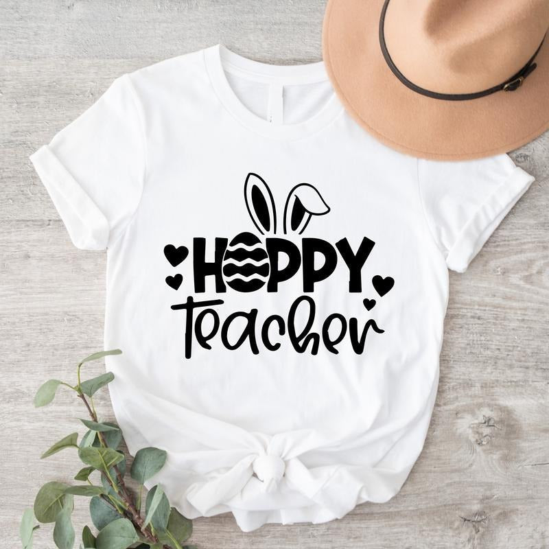 Easter Teacher Shirt, Happy Teacher T-Shirt, Gift Shirt For Teacher, Easter Gift Tee, Matching Teacher Squad Tee, Spring Shirt For Teacher.