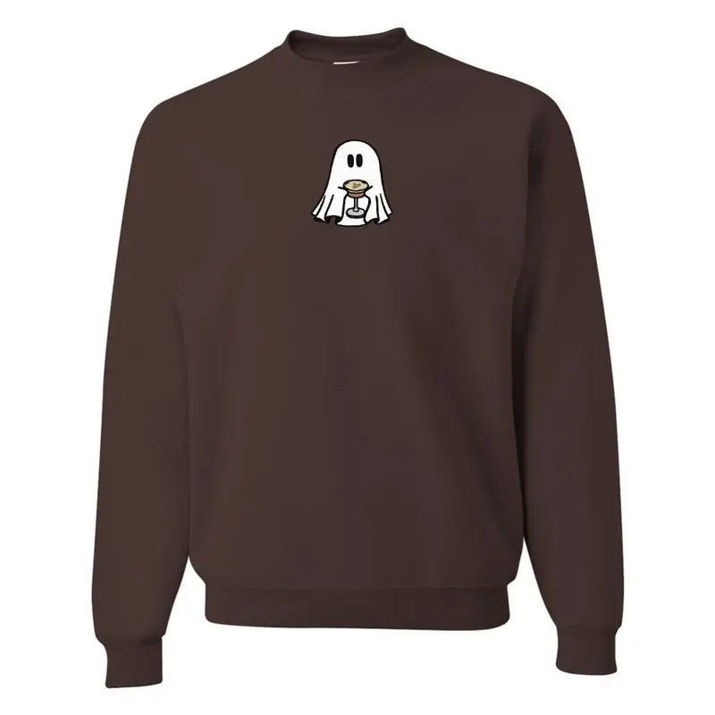 'Espresso Martini Ghost' Embroidered Crewneck Sweatshirt