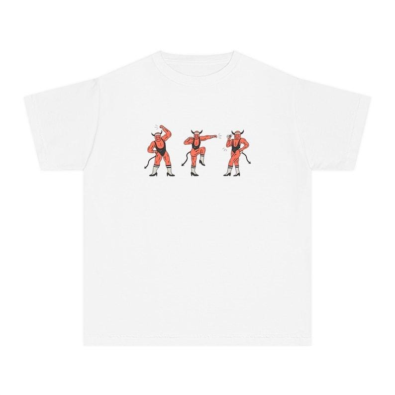 Exercising My Demons Baby Tee, Vintage Devil Top, Coquette Tee, Baby Tee Y2k, 90s Retro Graphic Top