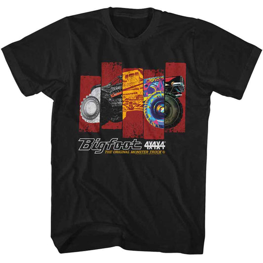 Bigfoot - Different Truck Rectangles - American Classics - Solid Black Adult Short Sleeve T-Shirt