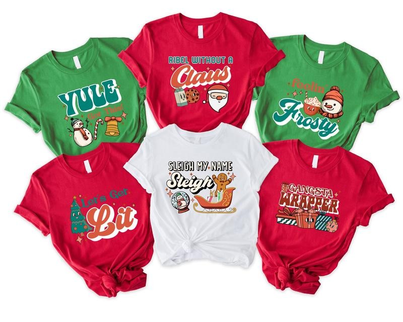 Family Christmas Shirts, Matching Friends X-mas Party Tee, Group Christmas 2023 Gift T-Shirts, Cousin Crew Retro Winter Holiday Tee.