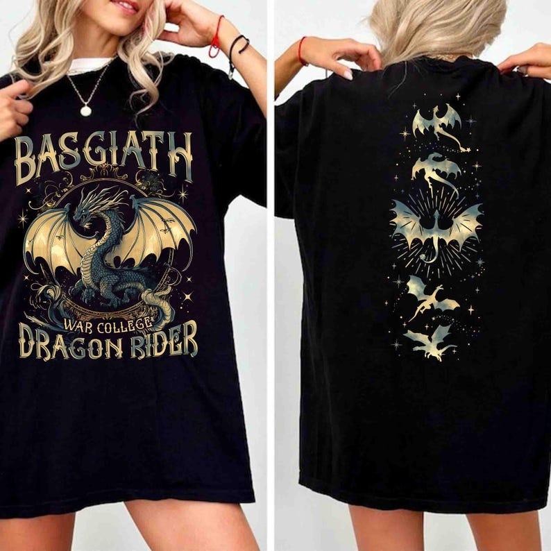 Fourth Wing Dragon Shirt, Basgiath War College Shirt, Dragon Rider, Fantasy Reader Gift, Violet Sorrengail, Xaden Riorson, Riders Quadrant