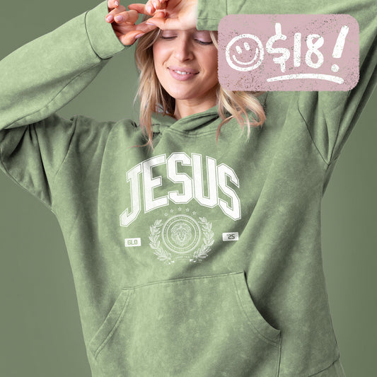 GLO - Jesus Pullover Hoodie - Oil Green - Vintage Wash - 18