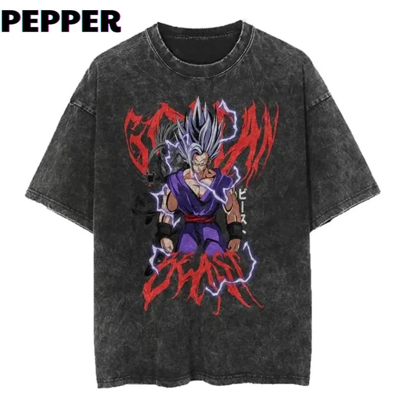 "Gohan Beast" Vintage Washed Shirt Menswear Top