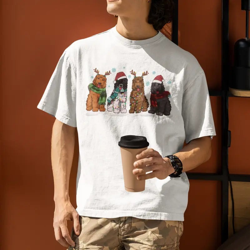 Golden Doodle Christmas T Shirt, Doodle Holiday Shirt, Doodle Dog Face Shirt, Golden Doodle Christmas Gifts, Unisex T Shirt