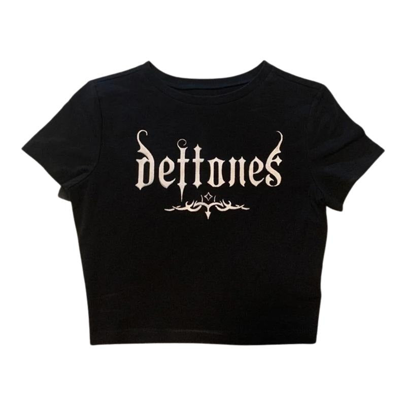 Gothic Emo Girl Baby Tee, Deftones Band Rock Baby Tee, Y2k Top Women Streetwear, Women Fitted T-Shirt, Gothic Emo Girl Top, Scene Clothing 2000s