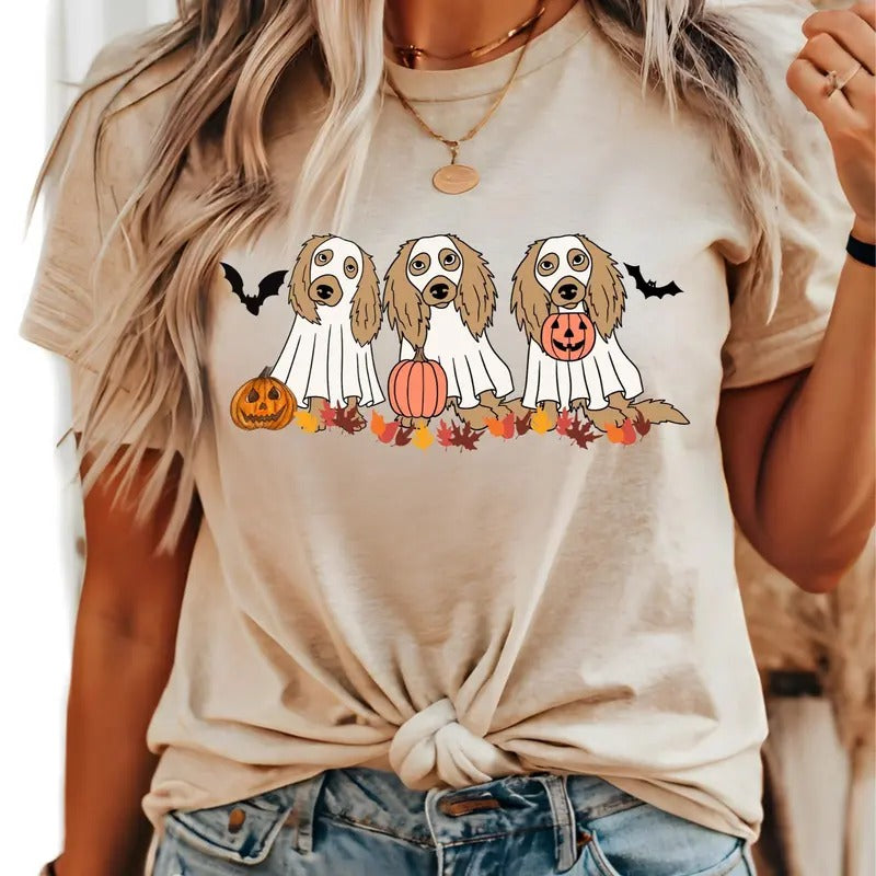 Halloween Dog Shirt, Dog Ghost Halooween, Spaniel Ghost Dogs Shirt, Spaniel Mom Shirt, Happy Halooween