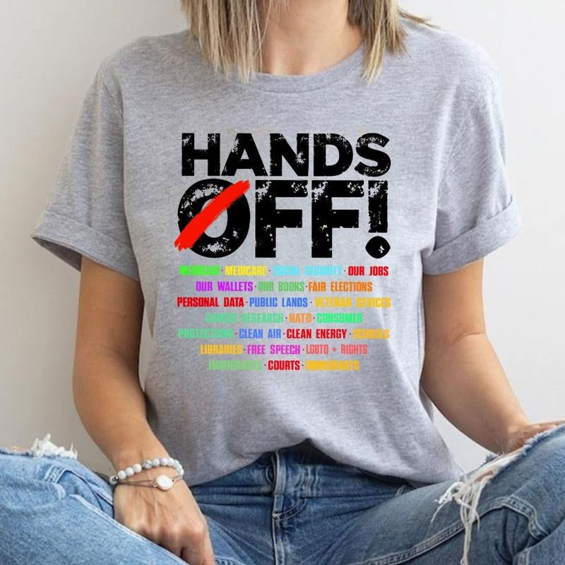 Hands Off Protest Shirt, Trendy Political Hands Off Protest Sweatshirt and Hoodie, Hands Off Medicaid Medicare Social Security Shirt