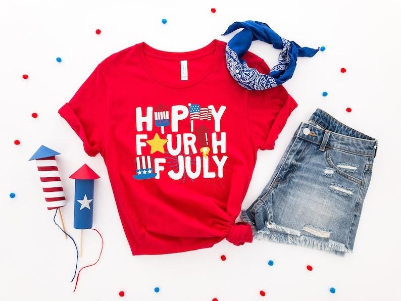 Happy Fourth of July Shirt, 4th Of July T-shirt, Fourth of July Shirt, Independence Day Shirt, Retro America Shirt, American Flag Shirt