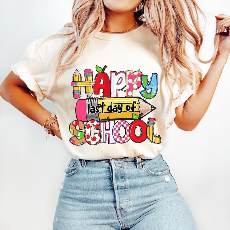 Happy Last Day of School T-Shirt, Doodle Teacher T-Shirt, End of School Year T-Shirt, Teacher Summer T-Shirt, Summer Vacation T-Shirt