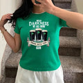 Hello Darkness My Old Friend Beer Drinking Patrick's Day Tee Baby Tee, Y2K 2000's Style, Streetwear Style