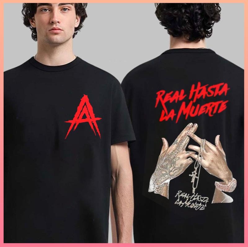 Hiphop Aaanuel Real Hasta La Muerte Vintage Y2k Graphic Print T-Shirt Graphic Tee Unisex Top Streetwear