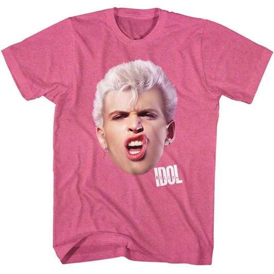 Billy Idol - Big Ol Head - Officially Licensed American Classics - Front Print Heather Adult Short Sleeve T-Shirt