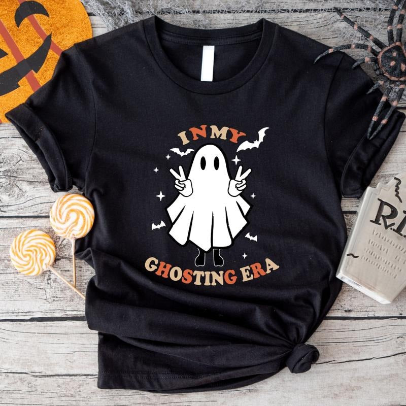 In My Ghosting Era T-Shirt, Halloween Party Shirt, Spooky Season Gift Tee, Funny Ghost Short Sleeve.