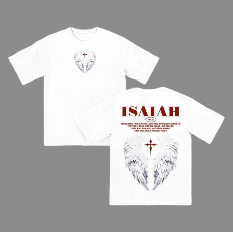 Isaiahh 40:31 Angel Wings Y2k Clothing Graphic Tees Oversized Top Streetwear