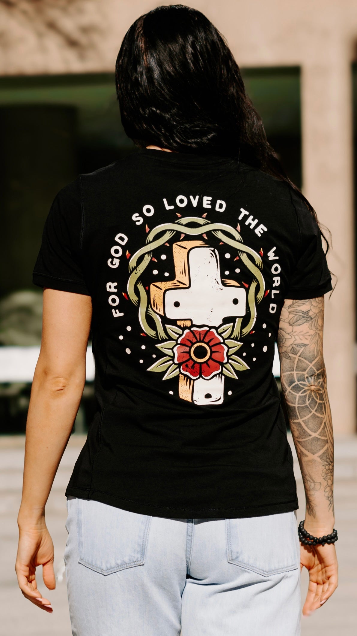 John 3:16 Ladies' T-Shirt (Black)