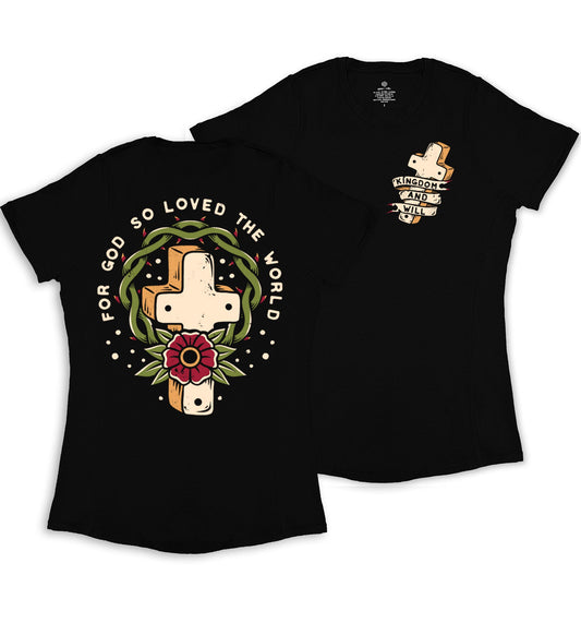 John 3:16 Ladies' T-Shirt (Black)