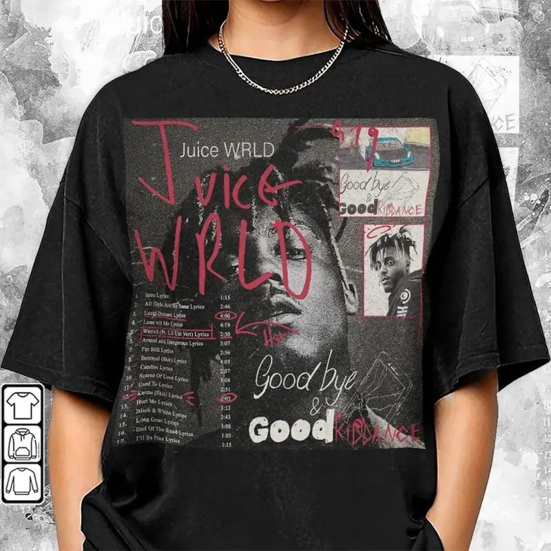 Juice Wrld Goodbye & Good Riddance Album 90s Rap Music Shirt, New School Rapper Album Vintage Y2K Sweatshirt, Unisex Hoodie M2