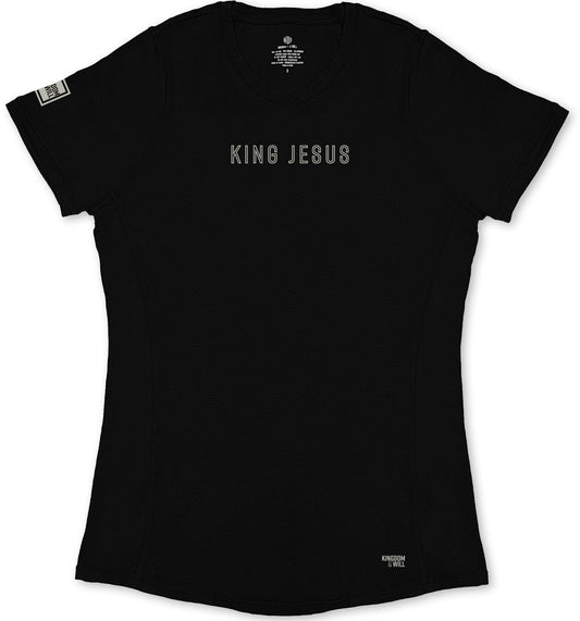 King Jesus Ladies' T-Shirt (Black & Greige)