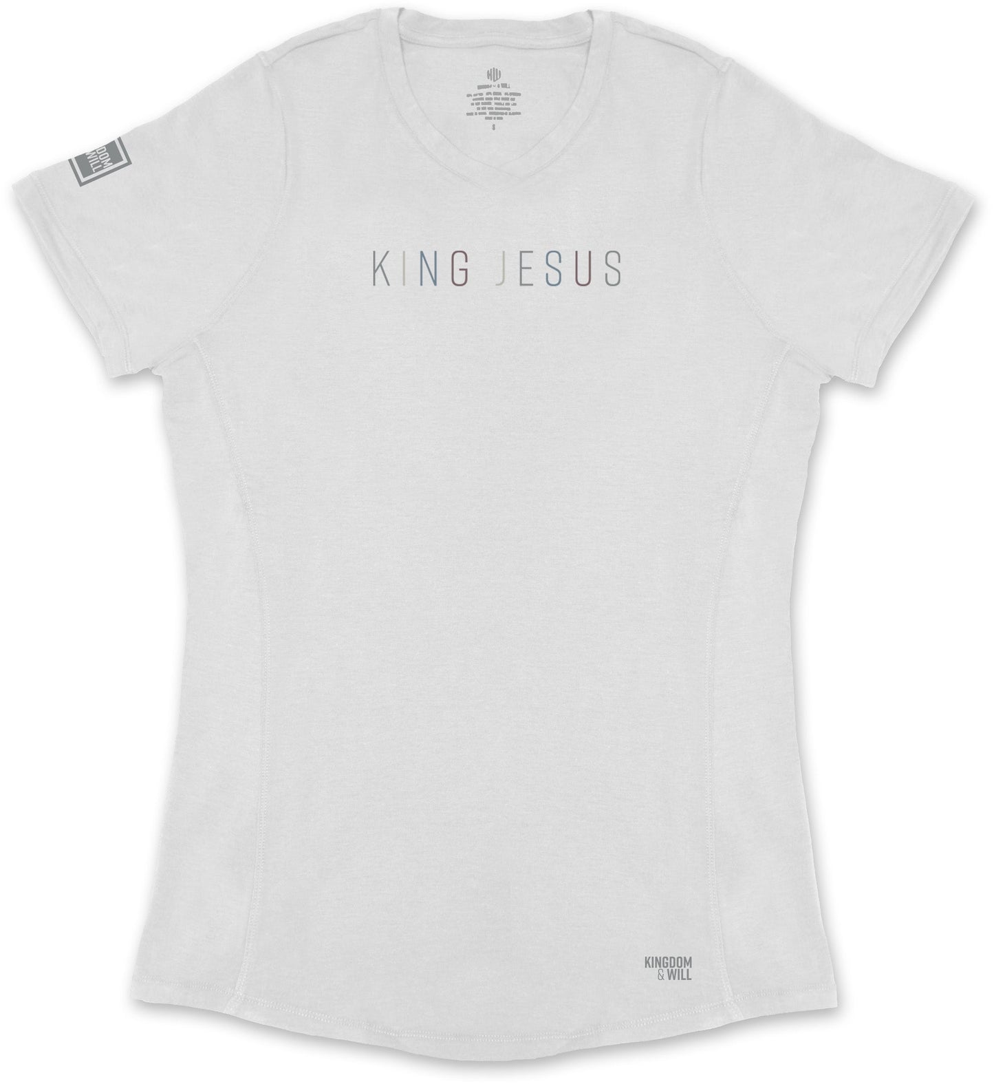King Jesus Ladies' T-Shirt (White & Multi-Grain)