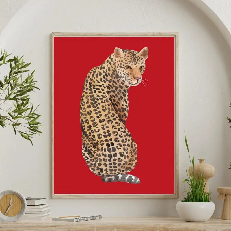 Leopard Cheetah Print Wall Art, Lucky Girl, Trendy Poster, Retro Art, Aesthetic, Apartment Decor, Bedroom Decor, Home Decor, Funky Y2K