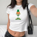 Leprechaun Baby Tee, Trendy St Patrick's Day , Retro St Pattys Day Baby Tee, Green Lucky Cocktail Baby Tee, Y2K Aesthetic Shamrock Baby Tee