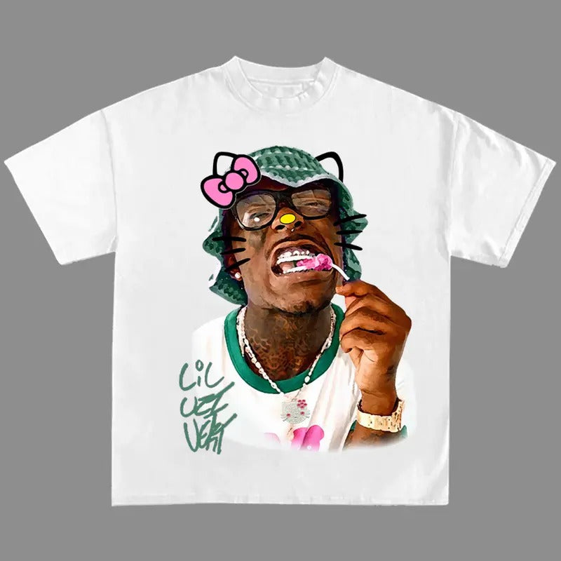 Lil Uziii Green Kitty Rap Tee Shirt Cute Y2k Shirt Top Womenswear Underwear Streetwear