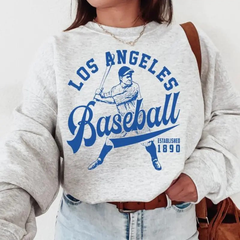 Los Angeles Baseball Crewneck Est 1890 Shirt, Game day Season, Sport Lover Gift, LA Baseball Tee