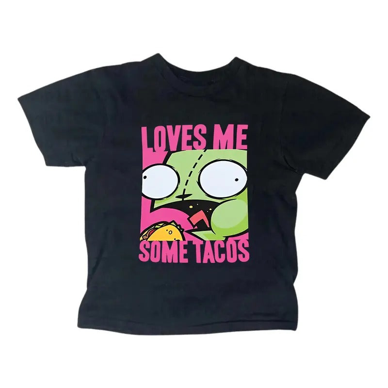 Loves Me Some Tacos Zim Baby Tee - Y2K Women Streetwear - Gothic Emo Girl Top - Scene Clothing 2000s - Gift For Girlfriend