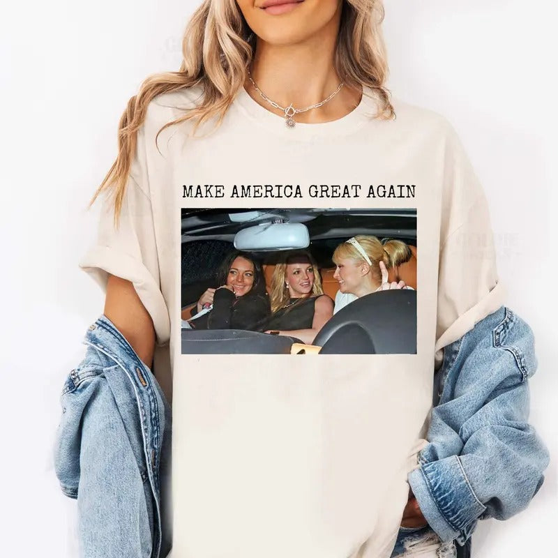 Make America Great Again Tshirt make america great paris hilton, britney spears shirt, lindsay lohan shirt, y2k shirt, britney spears tshirt