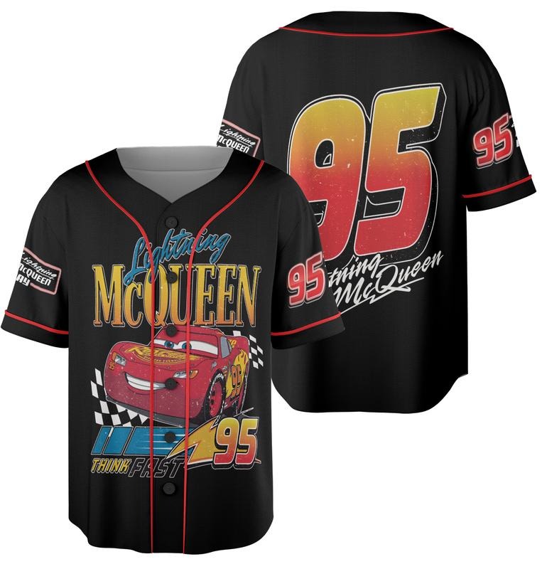 Mcquen Baseball Jersey, Lightning Mcqueen Shirt,Cars Shirt, Lightning Mcquen Car Shirt, Cars Birthday Boy Shirt