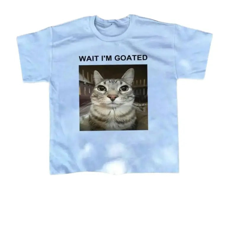 Men's Cat & Letter Print Regular Fit Tee for Daily Wear - Street Fashion Casual Short Sleeve Printed Shirt for Summer - 100% Cotton - Menswear T-Shirt Top