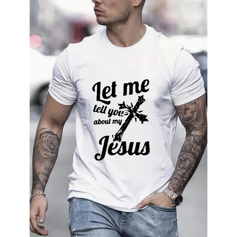 [Men's Let Me Jesus] Regular Fit Men's Let Me Jesus Crew Neck - Durable Stretch, Ideal For Sports & Casual Wear Made in USA