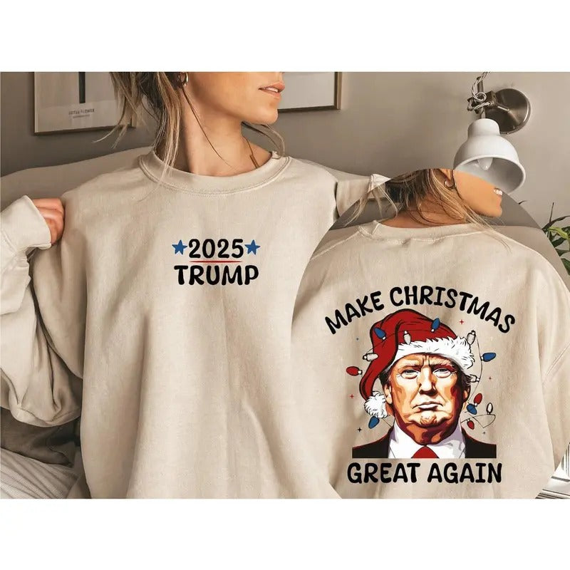 Merry Christmas Trump Sweatshirt, President Trump Shirt, Trump 2024 Supporter Tee, Republican Christmas Shirt ,Trendy Christmas Election Tee